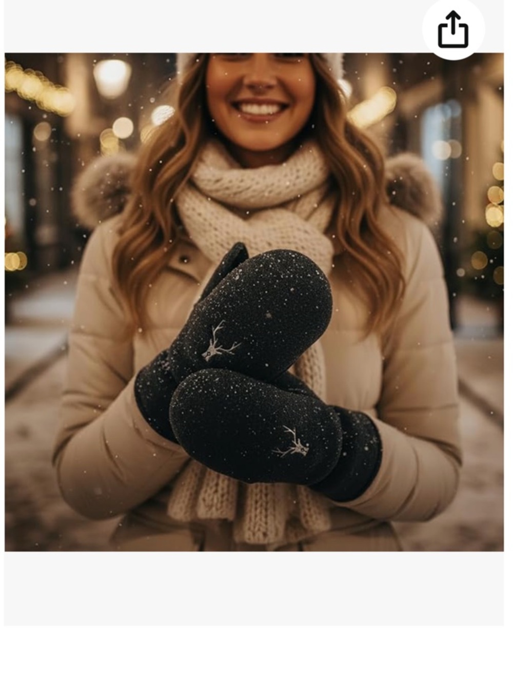 Skydeer Winter Mittens w/ Soft Deerskin Leather & Thermal Polar Fleece - Picture 5 of 7